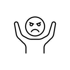 Angry people outline icons, minimalist vector illustration ,simple transparent graphic element .Isolated on white background