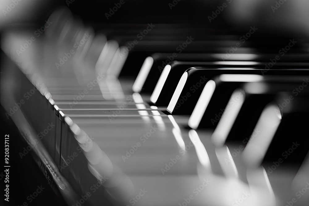 Aufkleber Close-up View of Piano Keys With Soft Lighting Showcasing the Elegant Design and Texture