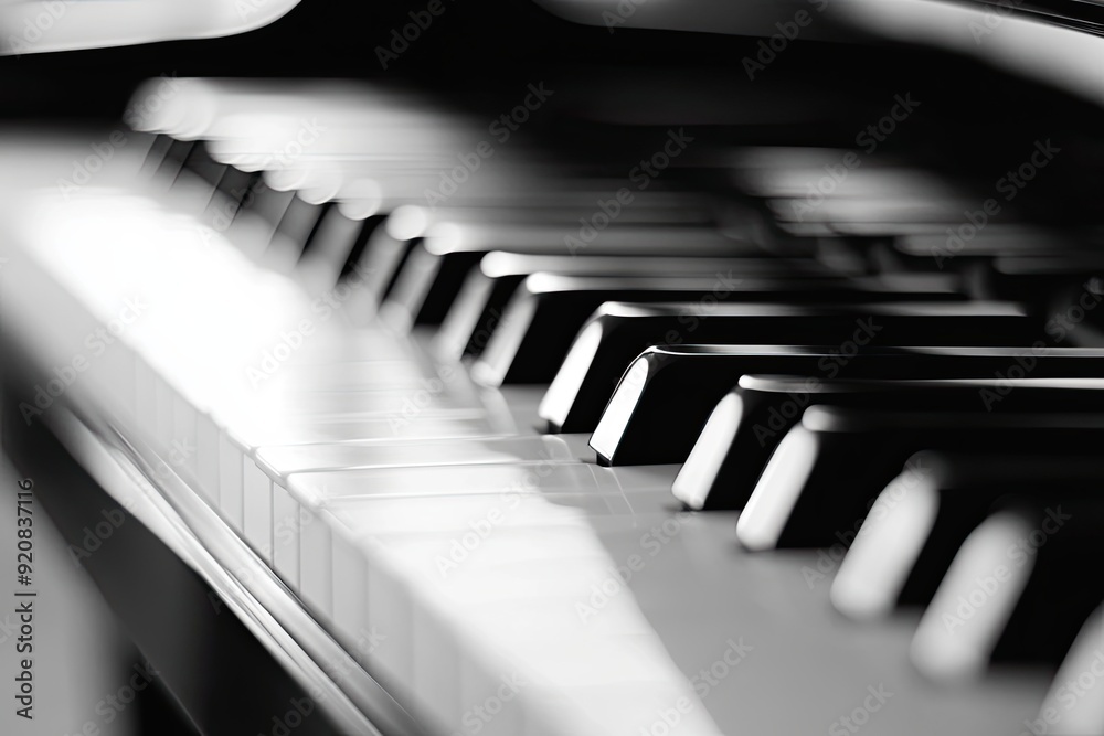 Poster Close-up of Piano Keys Highlighting the Elegant Craftsmanship and Intricate Details in Soft Light