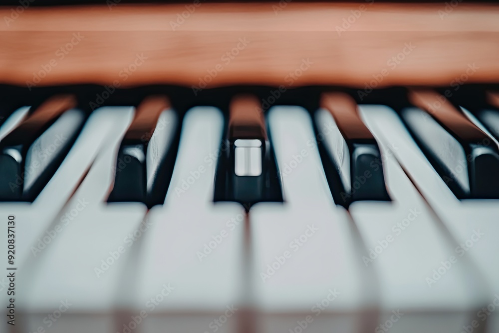 Poster Close-up of Piano Keys Showcasing the Unique Textures and Patterns in the Wood, Captured During a Music Practice Session
