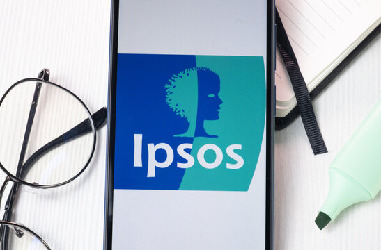 New York, USA - 1 August 2024: Ipsos Logo on Phone Screen, Company Icon on Display
