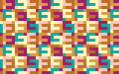 Illustration seamless pattern mosaic retro pink, orange, green color, eps file.