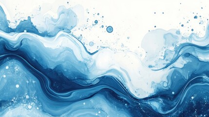 Fototapeta premium Abstract blue cream white watercolor background with wave pattern.