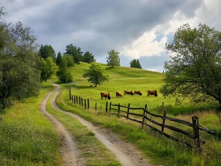 landscape with a farm
