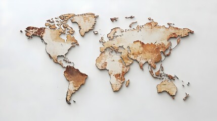 Rustic Weathered World Map as Digital or Backdrop