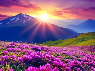 sunset in the mountains