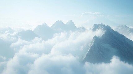 Mountain Peaks Emerging from Clouds