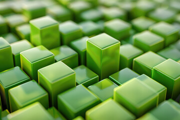 Obraz premium Abstract Green Pixelated Cubes Background 
