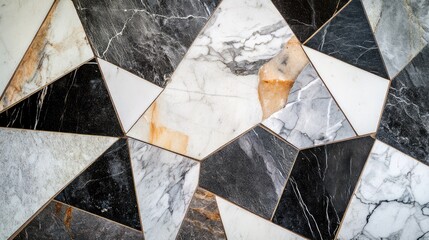 Beautiful patchwork pattern, mixed with white, grey, cream and navy marble, various round shapes
