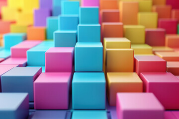 Fototapeta premium Colorful 3D Cube Arrangement Background