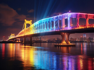 Fototapeta premium Atrractive Hangang bridge at night in seoul, south korea