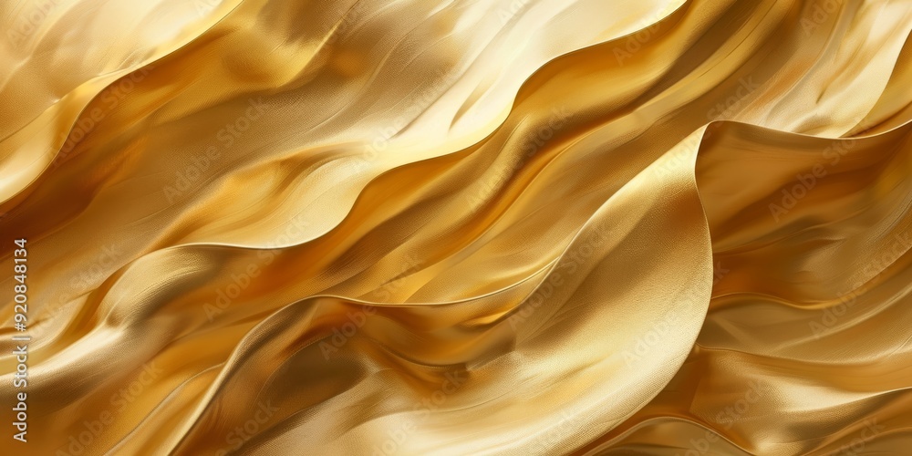 Sticker An elegant golden fabric design featuring flowing and graceful waves, making it ideal for luxury and upscale projects