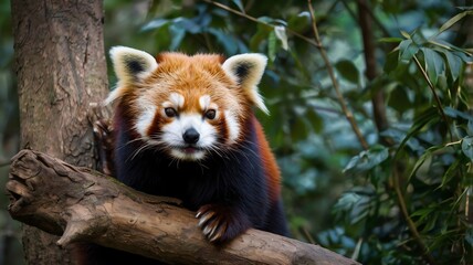 A red panda in a tree