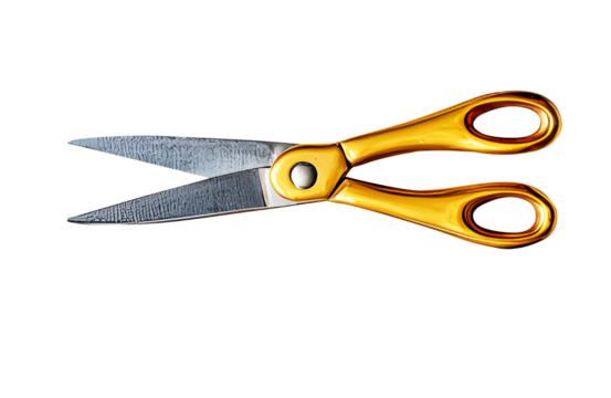 Aluminum silver old scissors isolated on cut out PNG or transparent background. Realistic equipment template pattern. Facilitates cutting small workpieces paper, cloth, rope, and wires