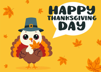 banner for Happy Thanksgiving Day. Horizontal poster. Vector illustration.