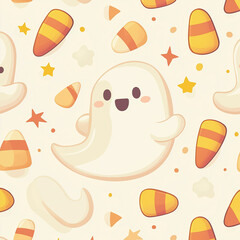 cute ghost and candy corn pattern