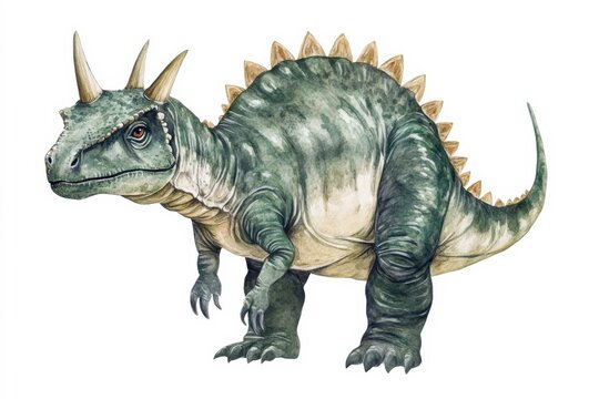 einiosaurus dinosaur watercolor illustration isolated on white background