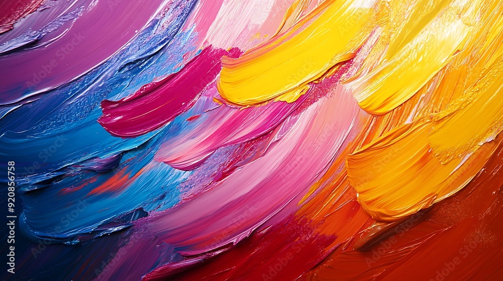 Poster background with abstract paint strokes in bold and vivid colors