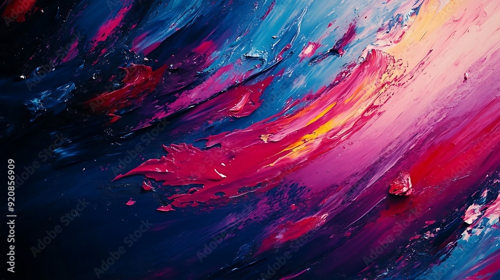 Poster Background with Abstract Paint Strokes in Bold and Vivid Colors