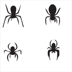 silhouette of clean vector of spider isolated on white background 