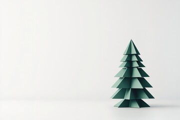 Fototapeta premium Minimalist paper Christmas tree on white background