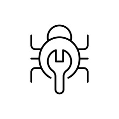 Bug Fix outline icons, minimalist vector illustration ,simple transparent graphic element .Isolated on white background