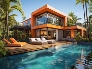 Fototapeta premium Atrractive Outdoor swimming pool