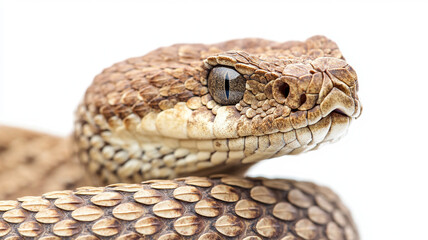 Fototapeta premium A close-up of a venomous rattlesnake, super detailed scales, eyes reflect the danger of a cold-blooded individual.