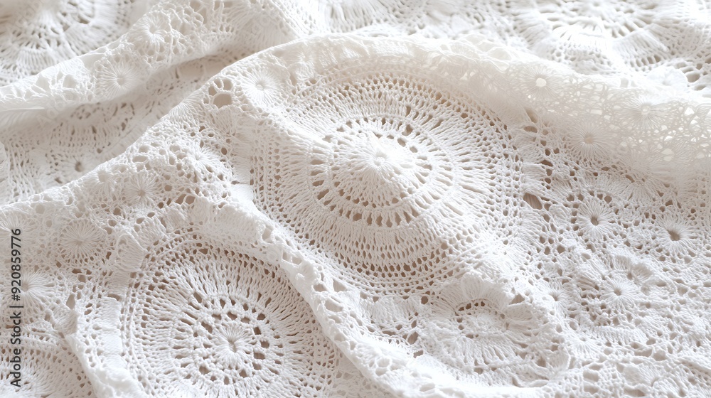 Aufkleber background of crocheted doilies with intricate lace patterns in delicate white