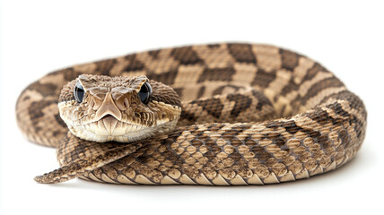 Obraz premium A close-up of a venomous rattlesnake, super detailed scales, eyes reflect the danger of a cold-blooded individual.