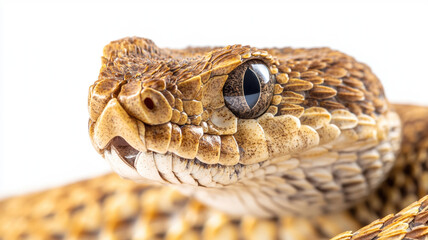 Obraz premium A close-up of a venomous rattlesnake, super detailed scales, eyes reflect the danger of a cold-blooded individual.