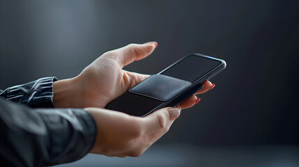 Photo Realistic Person Paying with Digital Wallet on Smartphone, Plain Background for TextDesign   Stock Photo Concept