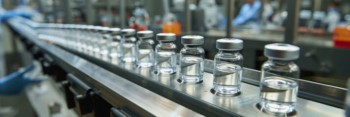 Naklejka premium production of vaccines. antiviral vaccine. World Polio Day