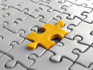 Fototapeta premium A puzzle piece fitting into place symbolizing product completion