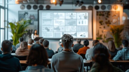 A product launch event with a keynote speech detailing the products development