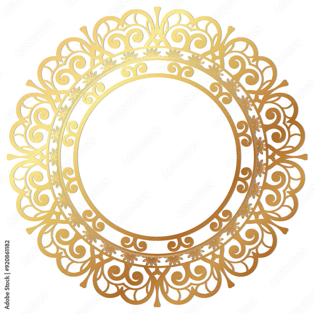 Wall mural Oriental vector round golden frame with arabesques and floral elements 