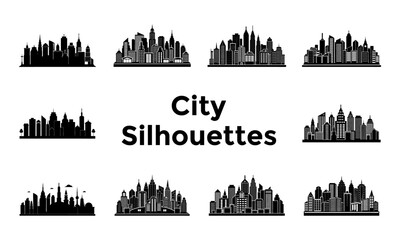 Fototapeta premium Set of city silhouette vector illustration