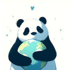 panda bear with a bamboo