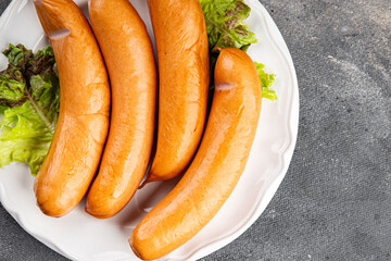 sausages meat pork fresh meal food snack on the table copy space food background rustic top view