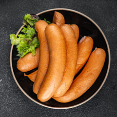 sausages meat pork fresh meal food snack on the table copy space food background rustic top view