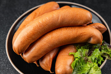 sausages meat pork fresh meal food snack on the table copy space food background rustic top view