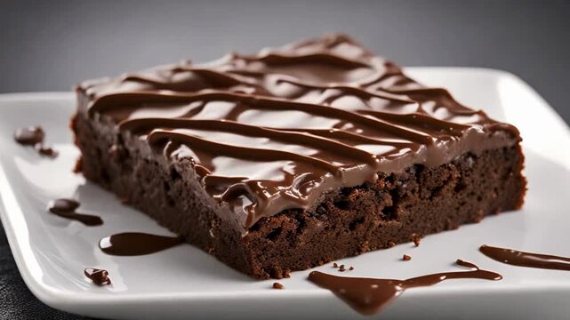 Brownie de chocolate com calda.