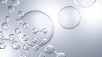 Molecules Cosmetic serum, Cosmetic Essence, Skin Rejuvenation, Cosmetic Background, 3D Rendering
