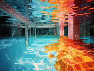 Atrractive Beautiful luxury outdoor swimming pool in hotel resort with sea ocean