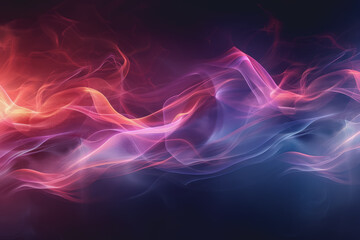 Fototapeta premium Dynamic smoke swirls dark red. Accented with neon blue textures and warm tones.