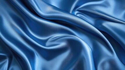 Obraz premium Elegant blue silk satin fabric, luxurious and light background with space for design, suitable for table decoration, birthday, baby shower or wedding, Valentine's Day, romantic, gentle.