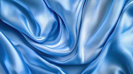 Obraz premium Elegant blue silk satin fabric, luxurious and light background with space for design, suitable for table decoration, birthday, baby shower or wedding, Valentine's Day, romantic, gentle.