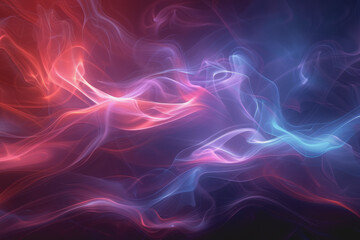 Fototapeta premium Dynamic smoke swirls dark red. Accented with neon blue textures and warm tones.