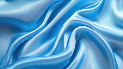 Fototapeta premium Elegant blue silk satin fabric, luxurious and light background with space for design, suitable for table decoration, birthday, baby shower or wedding, Valentine's Day, romantic, gentle.