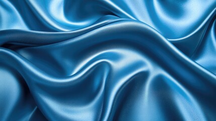 Obraz premium Elegant blue silk satin fabric, luxurious and light background with space for design, suitable for table decoration, birthday, baby shower or wedding, Valentine's Day, romantic, gentle.